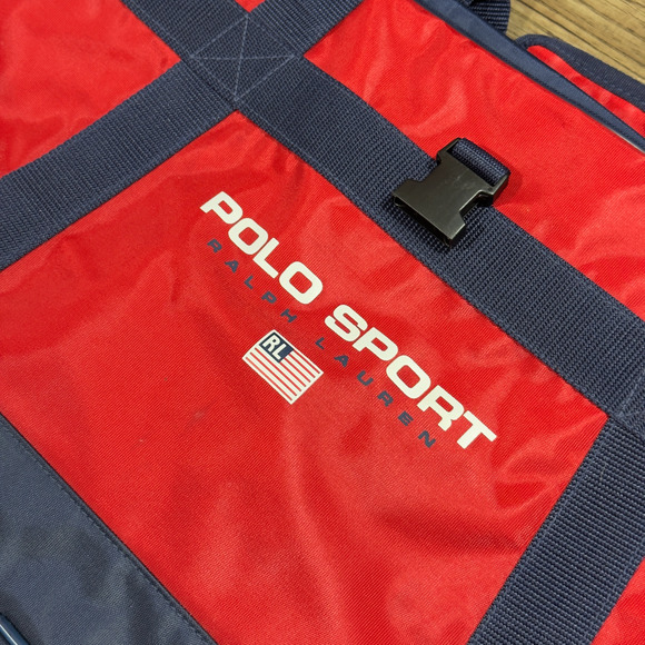 Polo Ralph Lauren Men's Large Red Blue Sport Casual Adjustable Strap Duffle Bag - Picture 4 of 12